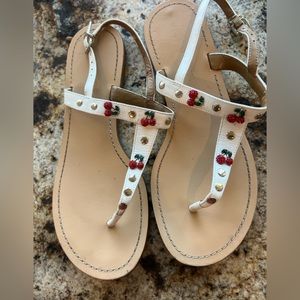 Antonio Melanie cherry rhinestone flat sandals size 8